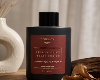 Diffusore a bastoncini Spice Fusion | Arancia, Zenzero e Chiodi di garofano | Fragranza di lusso per la casa | Regalo per l'inaugurazione della casa