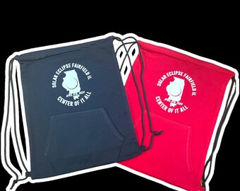 Bolsas traseras con cincha. Mochilas. Mercancía del eclipse solar 2024.