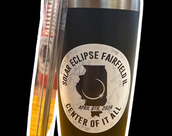 Vaso de 20 onzas. Vaso de acero inoxidable. Eclipse solar total 2024.