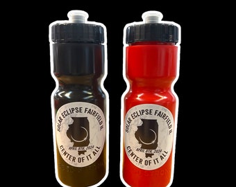 Botellas de agua de eclipse solar total. Botín del eclipse total de 2024.