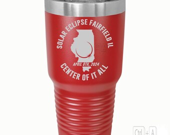 Vaso Eclipse de 30 oz: las opciones de color son negro o rojo. Eclipse solar de 2024.