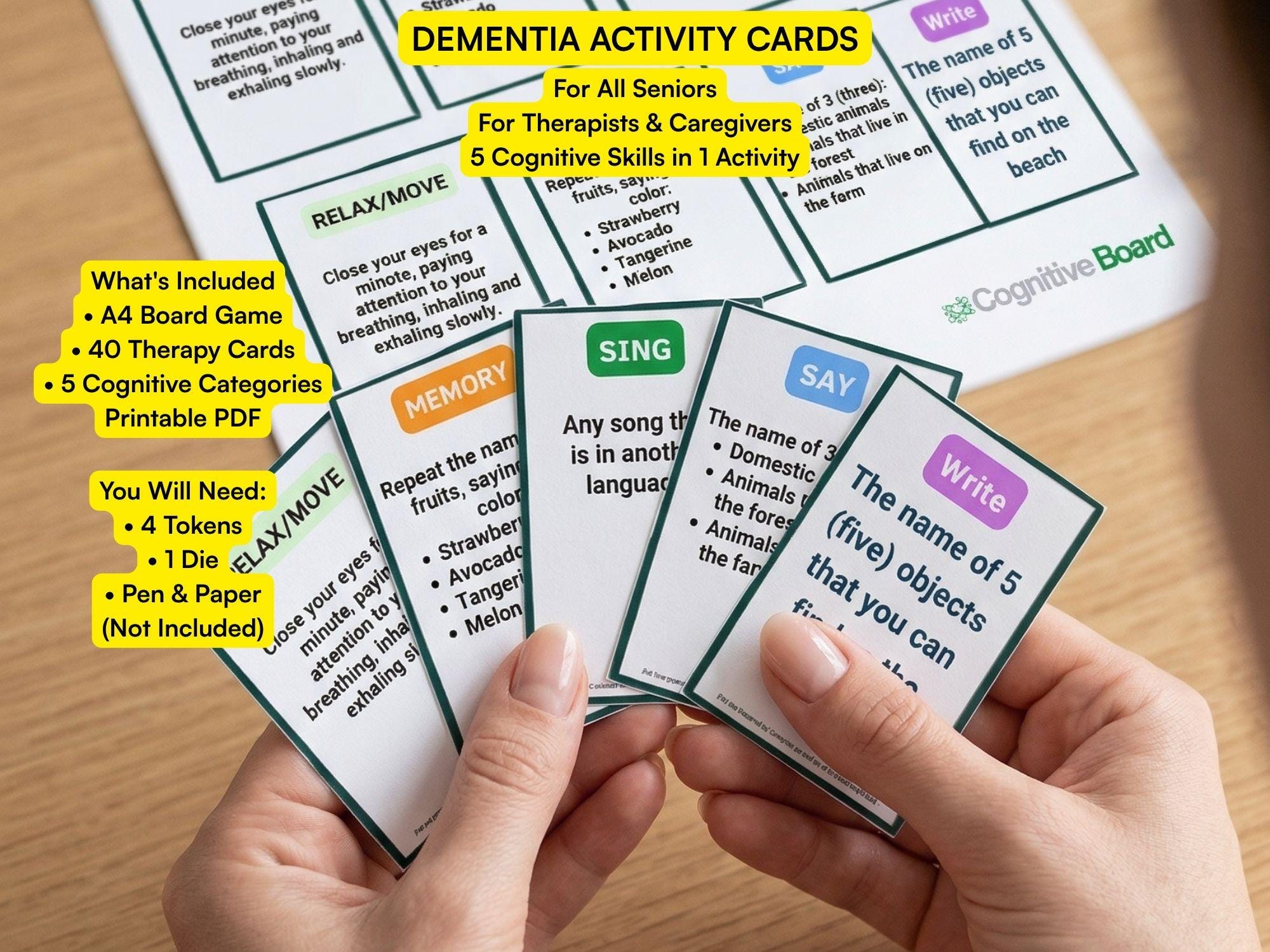 Cognitive Therapy Board Game for Seniors, Dementia Board Game, OT ...