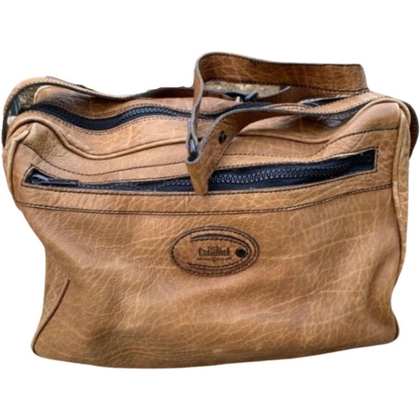 Vintage GOLD PFEIL Caracciola West Germany Brown Leather Shoulder Bag Luggage