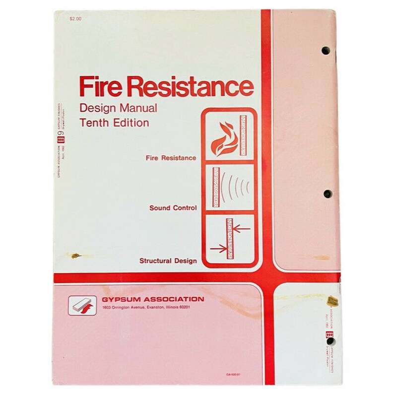 Gypsum Fire Resistance Design Manual 10th Ed by Gypsum Etsy
