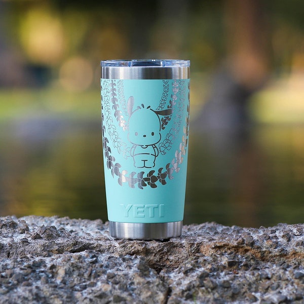 Seafoam Pochacco Puakenikeni Design Laser Engraved Yeti 20 oz.