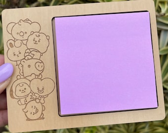 New Laser Engraved BT21 Post-It Holder