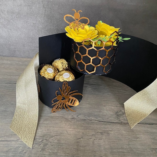 Coffret bouquet de fleurs à 2 niveaux pour la fête des mères, grand-mère, arrière-grand-mère, nouvelle maman, boîte à bonbons