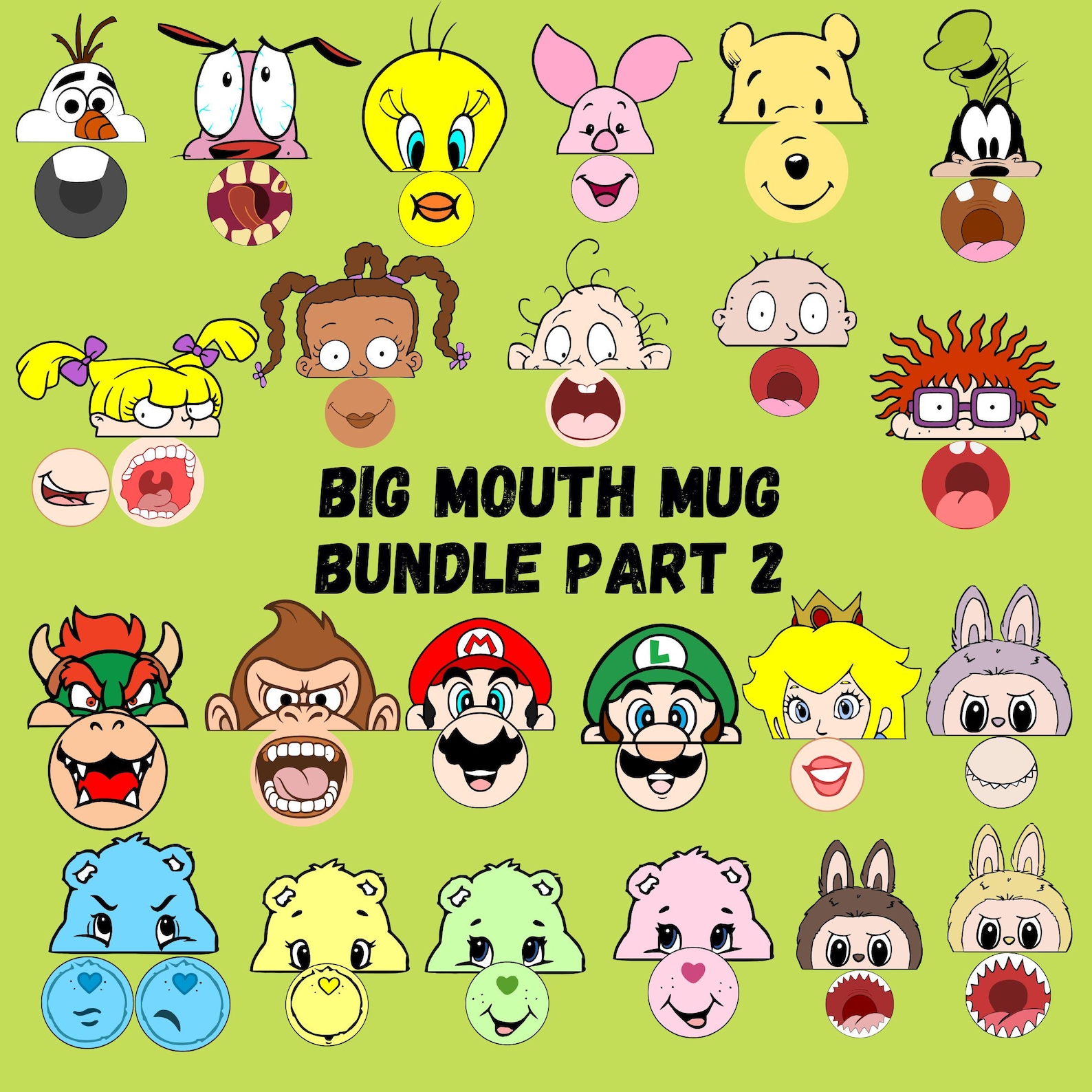 300 Huge Big Mouth Mug Bottom Templates Face Sublimation Mugs Cartoon