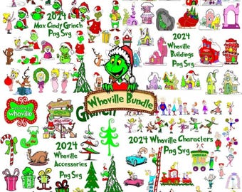 New 2024 whimsical christmas svg png bundle, welcome sign, Christmas town, cindy lou , skating characters , buildings town decor , who town