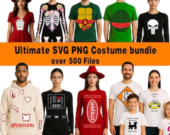 Ultimate Halloween t shirt costume svg png bundle, Mix and match Group and couples, family Skeletons, games, Sports, candy, condiment labels