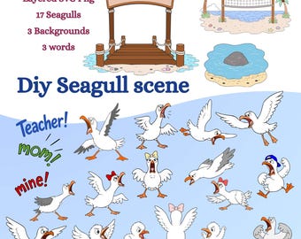 Screaming baby kid Seagull svg png bundle, nursery welcome sign, scenic Pier background, volleyball ,beach rock, funny Mine MOM Teacher gift