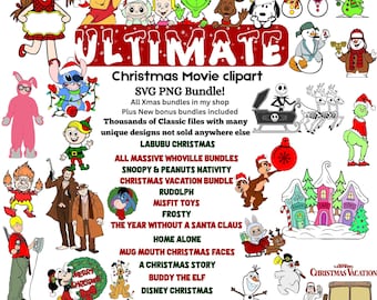 New 2025 whimsical Ultimate Christmas movie film svg png bundle, welcome sign, town, cartoon characters ,  mug mouth cup bottom 10000 files