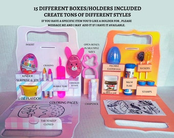 Mix & match Easter Coloring case Activity box template,  egg holder, svg  dxf,box svg,candy favor box bundle, party templates