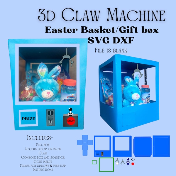 1ft Claw Vending machine Easter basket svg dxf bundle,  party favor Box template , fathers day, Cricut and Silhouette, cardstock foam board