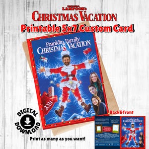 Cartão personalizado de férias de Natal para impressão, download digital, cartão postal da família Griswold, 5x7