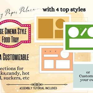 Movie tray template , Canva party favor movie box template bundle, cinema tray, snack box , packaging for candy, stadium food image 2