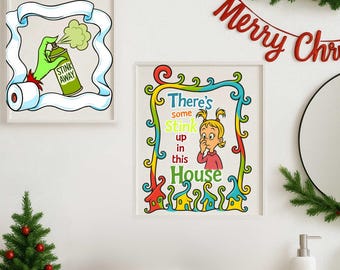 24 Christmas Toilet Humor Print, Funny Halloween Bathroom Decor, Digital Print, Vintage Style Painting, Downloadable Wall Art, printable