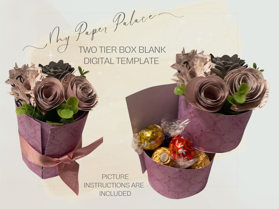 2 Tiered Flower Bouquet Box Set for Mothers Day, Grandmother, Great ...