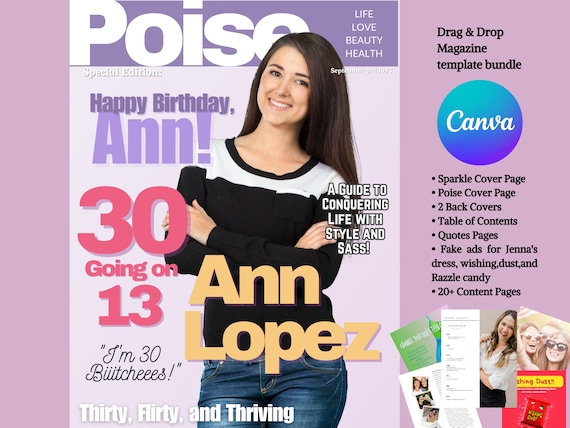 13 Going on 30 Party Theme, Poise, Sparkle Magazines and Covers