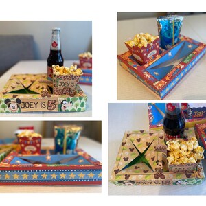 Movie tray template , Canva party favor movie box template bundle, cinema tray, snack box , packaging for candy, stadium food image 3