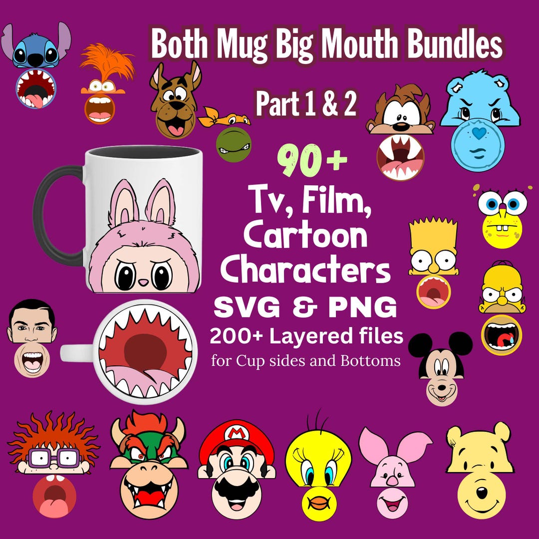 200 Huge Big Mouth Mug Bottom Templates Face Sublimation Mugs Cartoon