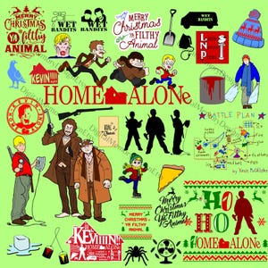 Home Alone Christmas svg png-bundel, silhouet clipart, Harry en marv, gelaagde svg-bestanden Battle plan map, Kevin Scream, huis, jaren 80 kinderen