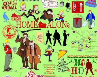 Home Alone Christmas  svg png bundle, silhouette clipart, Harry and marv, layered svg files Battle plan map , kevin scream, house, 80s kids