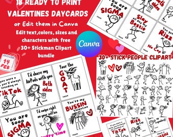 Slang Kids Valentine's Day Cards, Funny Printable Classroom , Teen Tween School, Boys girls, Diy Canva editable Funny Card, Gen Z Alpha