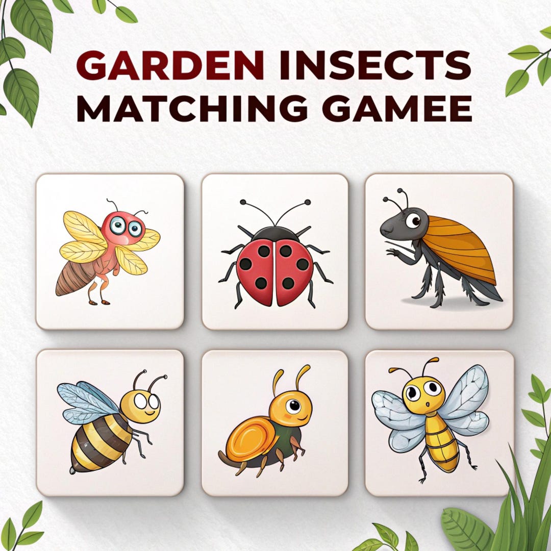 Garden Insects Matching Game - Printable Educational Cards for Kids - Etsy