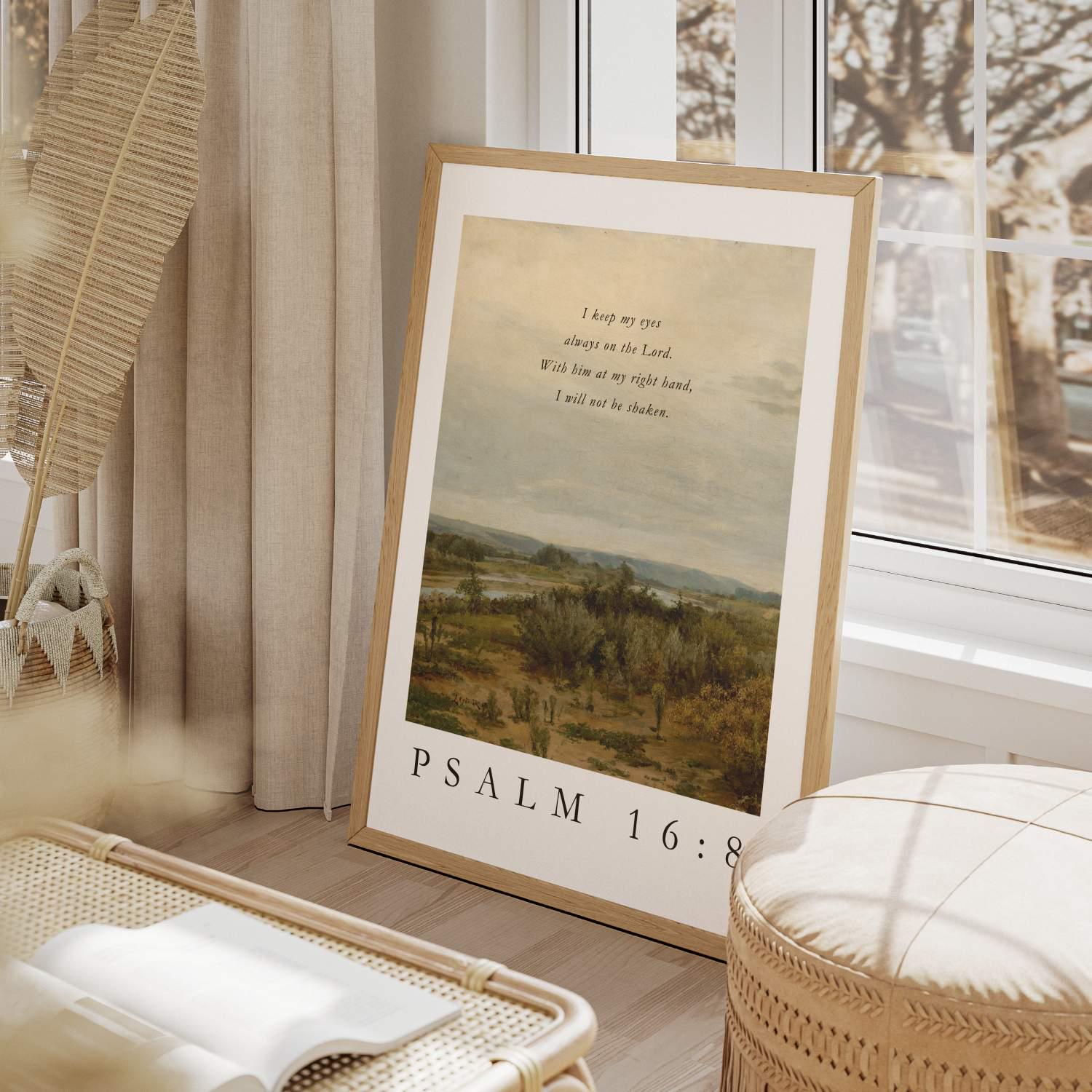Psalm 16:8, Bible Verse Print, Bible Art, Christian Print, Vintage ...