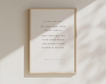 Matthew 5:16 Bible Verse Wall Art, Jesus Wall Art, Christian Wall Art, Christian Home Decor (Digital Download)