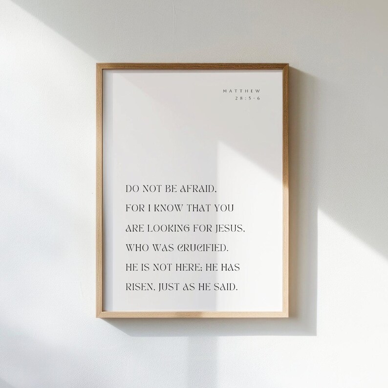 He Has Risen, Matthew 28:5-6 Bible Verse Wall Art, Christian Easter ...