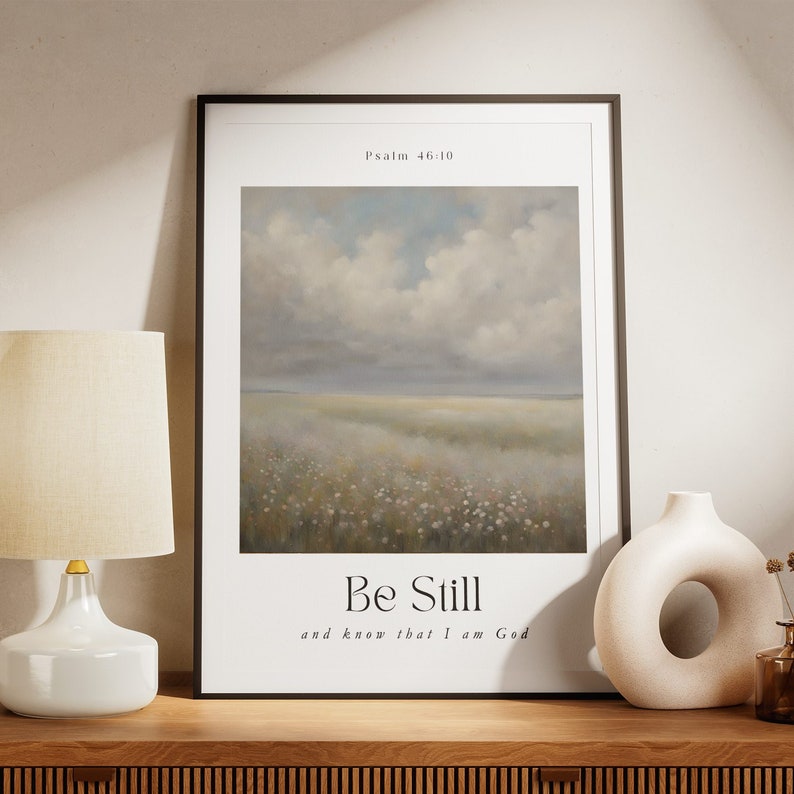 Psalm 46:10, Bible Verse Print, Christian Cottagecore Wall Art ...