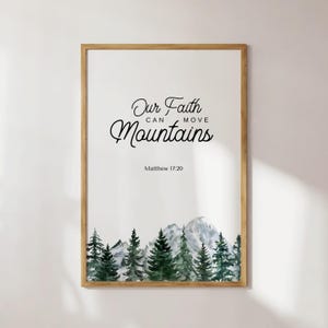 Matthew 17:20 Modern Bible Verse Art, Bible Verse Print, Christian Poster Printable, Modern Scripture Wall Art, Faith Can Move Mountains