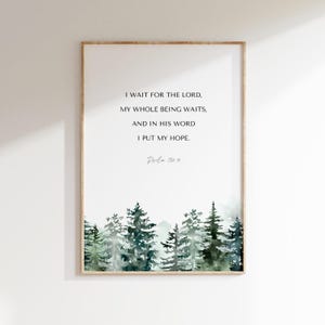 Psalm 130: 5, Minimal Bibel Vers Kunst, Bibel Vers Druck, Ich warte auf den Herrn, christliche Kunst, moderne Schrift Wandkunst, christliches Wohndekor