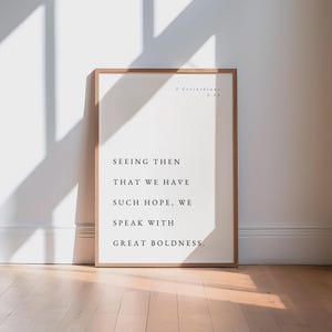 2nd Corinthians 3:12 Minimal Wall Art, Scripture Print, Uplifting Bible Verse, Modern Christian Printable, Christian Wall Art