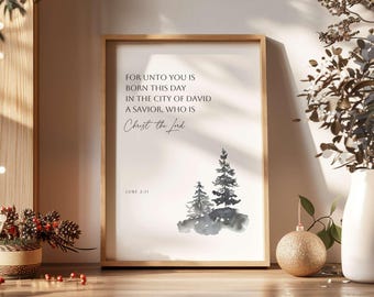 Luke 2:11 Christmas Scripture Print, Minimalist Christian Art (Digital Download)