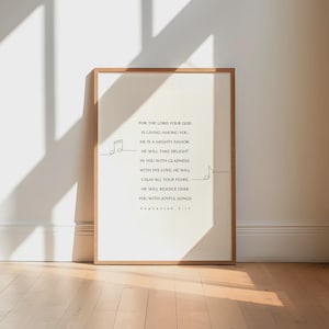 Zephaniah 3:17, Minimal Bible Verse Art, Bible Verse Print, Scripture Printable, Christian Art, Modern Scripture Art, Musical Bible Verse