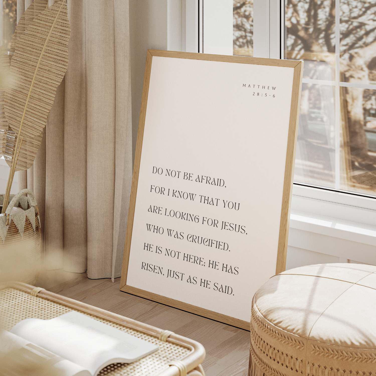 He Has Risen, Matthew 28:5-6 Bible Verse Wall Art, Christian Easter ...