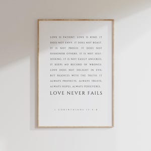 1st Korinther 13: 4-8 Bibel Vers Druck, Christlicher Druck, moderne christliche Kunst, druckbare Liebe Bibel Vers, erhebende Schrift Wandkunst