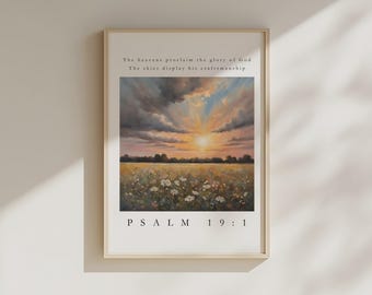 Psalm 19:1 Bible Verse Print, Christian Prints, Modern Christian Art, Christian Home Decor, Digital Download