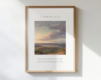 1st Samuel 25:6 Bible Verse Wall Art, Christian Paintings, Christian Home Decor (Digital Download)