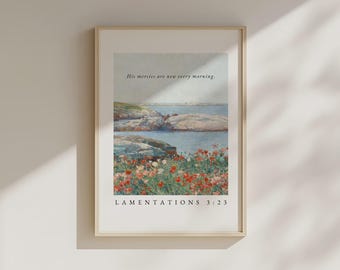His Mercies Are New Every Morning, Lamentations 3:23 Christian Wall Art, Farmhouse Wall Art, Christian Paintings