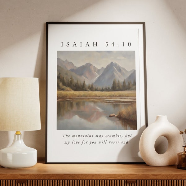 Isaiah 54:10, Bible Verse Print, Bible Artwork, Christian Print, Modern Christian Art Poster, Scripture Home Decor, Bible Verse Printable