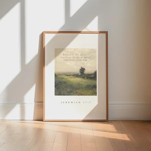 Jeremiah 17:7, Bible Verse Print, Neutral Faith Decor, Christian Printable, Vintage Christian Wall Art, Rustic Bible Verse Printable