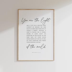 Matthew 5:14-16, Minimal Bible Verse, Bible Verse Print, Bible Verse Poster, Christian Art, Modern Scripture Wall Art, Light of the World