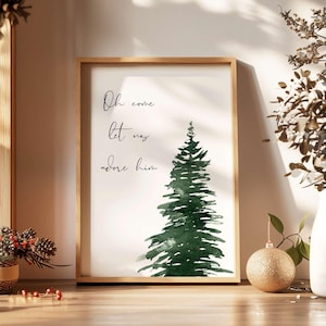 Oh Come Let Us Adore Him, Christmas Print, Christian Print, Religious Christmas Wall Art, Christmas Hymn Printable, Christmas Decor
