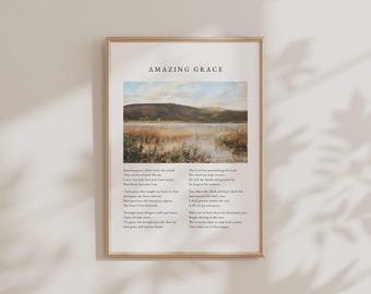 Amazing Grace Hymn Print, Vintage Christian Wall Art (Digital Download)