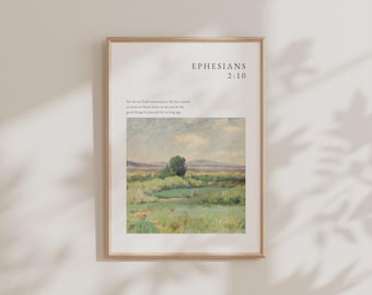Ephesians 2:10 Print, We Are God's Masterpiece, Vintage Christian Print, Christian Wall Art Digital Download, Religious Home Decor