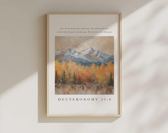 Femte Moseboken 31:8 Bibelvers Väggkonst Kristna tryck, Modern kristen konst, Kristen konst, Konfirmationsgåva, Digital nedladdning